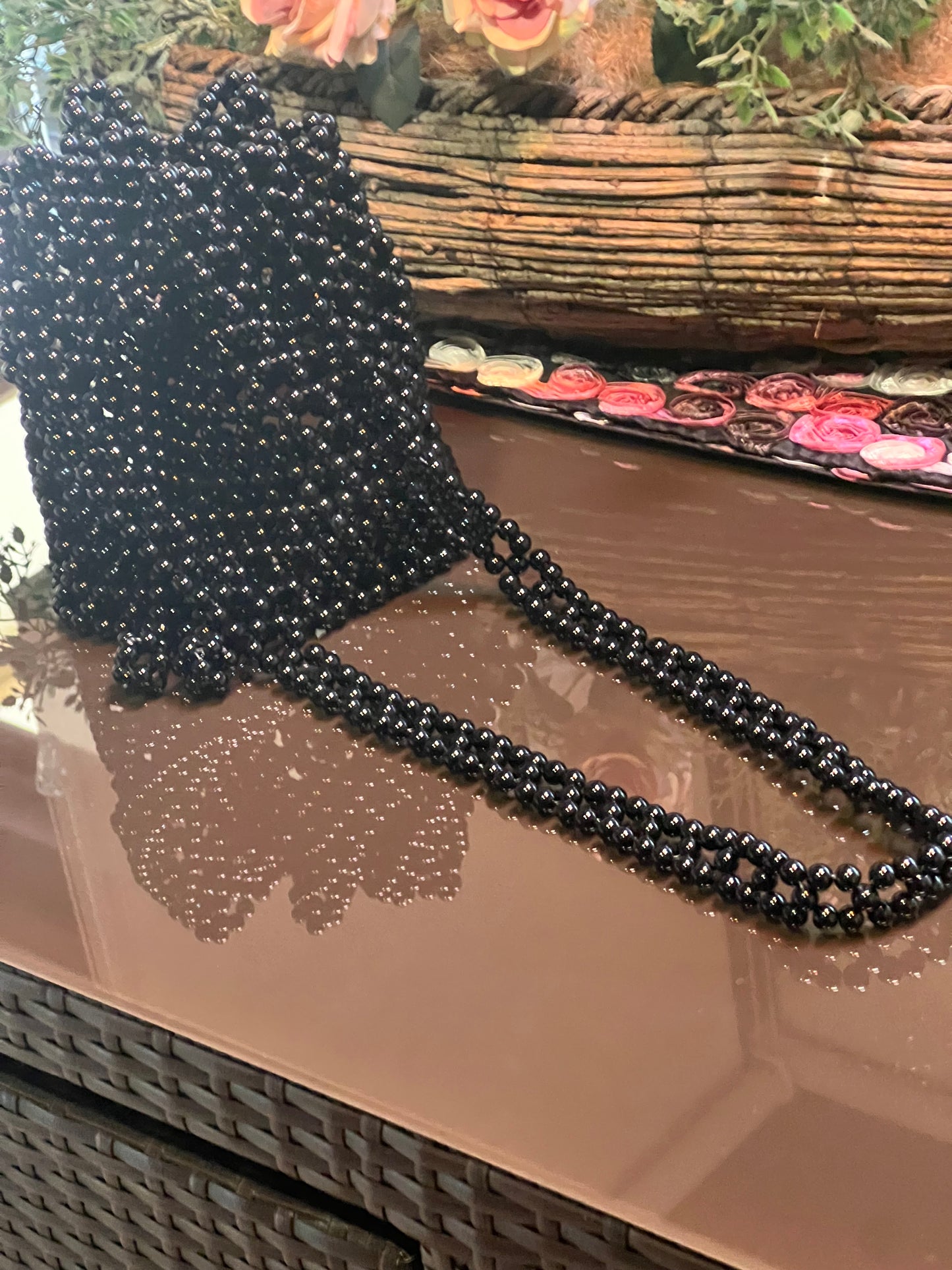 Secchiello Vienna con perline realizzato completamente a mano